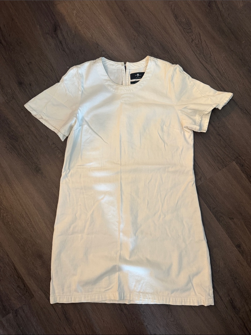 7 for all mankind white  Short Sleeve Denim Shift Dress